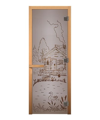 Дверь стекло Сатин Матовая "БАНЬКА" 190х70 (8мм, 3 петли 710) (ОСИНА) Пр - фото 10121