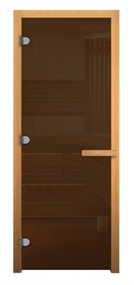 Дверь Бронза 190*68, 8 мм, 3 петли, коробка осина, Банный Эксперт правая - фото 14210