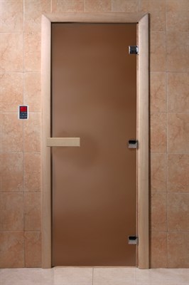 Дверь Бронза матовое 190*70, 8 мм, 3 петли, коробка ольха, Банный Эксперт - фото 14211