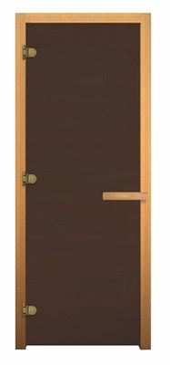 Дверь Бронза матовое 190*68, 8 мм, 3 петли, коробка осина, Банный Эксперт правая - фото 14214