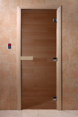 Дверь "Банный день" (бронза) 190х70, 8 мм, 3 петли, коробка осина, Банный Эксперт - фото 14215