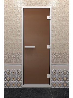 Дверь Хамам "Бронза матовое" 190х80, 6 мм, коробка аллюминий, Банный Эксперт - фото 14273