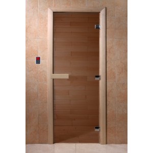 Дверь Бронза 190*70, 8 мм, 3 петли, хвоя термокоробка, Банный Эксперт - фото 14278
