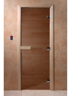 Дверь Бронза 200*70, 8мм, 3 петли, коробка ольха, Банный Эксперт - фото 14300