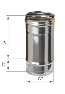 Дымоход Феррум нержавеющий (430/0,8 мм) ф115 L=0,25м - фото 21637