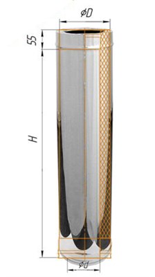 Дымоход Феррум утепленный нержавеющий (430/0,8мм)/зеркальный нержавеющий ф120/200 L=1м по воде - фото 21648