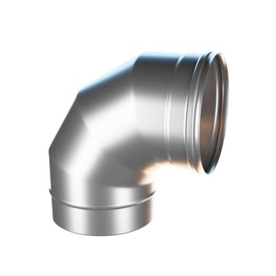 Воздуховод BRIZ колено угол 90°оцинкованная сталь толщина 0,5 мм ф 100 - фото 21650