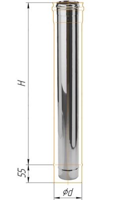 Дымоход Феррум нержавеющий (430/0,8 мм) ф130 L=1,0м - фото 21712