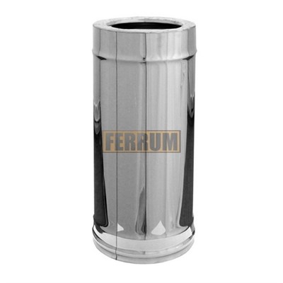 Дымоход Феррум утепленный нержавеющий (430/0,8мм)/зеркальный нержавеющий ф130/200 L=0,5м (черный) - фото 22430