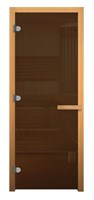 Дверь Бронза 190*68, 8 мм, 3 петли, коробка осина, Банный Эксперт правая