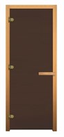 Дверь Бронза матовое 190*68, 8 мм, 3 петли, коробка осина, Банный Эксперт правая