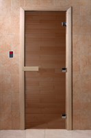 Дверь "Банный день" (бронза) 190х70, 8 мм, 3 петли, коробка осина, Банный Эксперт