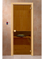 Дверь Бронза 190*70, 6 мм, 2 петли,"Мишки в лесу", коробка хвоя. Банный Эксперт