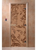 Дверь "Венеция" (бронза матовое) 190х70, 8 мм, 3 петли, коробка ольха, Банный Эксперт