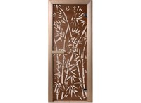 Дверь "Бамбук и бабочки" (бронза) 190х70, 6мм, 2 петли коробка хвоя, Банный Эксперт