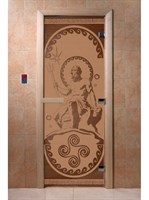 Дверь "Посейдон" (бронза матовое) 190х70, 8 мм, 3 петли, коробка ольха, Банный Эксперт
