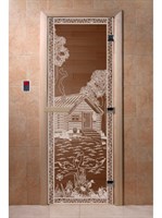 Дверь "Банька в лесу" (бронза) 190х70, коробка ольха. Банный Эксперт