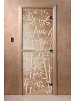 Дверь "Бамбук и бабочки" (графит) 190х70 6мм 2 петли коробка хвоя Банный Эксперт