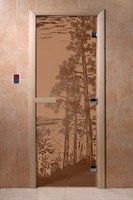 Дверь "Рассвет" (бронза матовое) 190х70, 8 мм, 3 петли, коробка ольха, Банный Эксперт