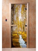 Дверь с фотопечатью, арт.А082, 190х70, 8 мм, 3 петли, коробка ольха. Банный Эксперт