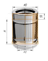 Дымоход Феррум утепленный нержавеющий (430/0,5мм)/зеркальный нержавеющий ф120/200 L=0,25м по воде